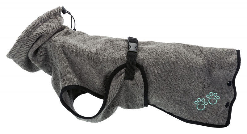 Bademantel für Hunde, Frottee, M: 50 cm, grau